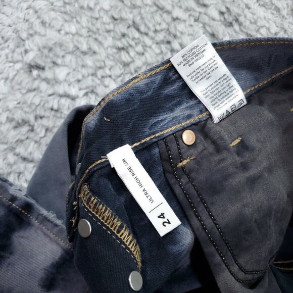 Pacsun Ultra High Rise Slim Jeans Women's Size 24 Two Tone Tie Dye Black Eco - Picture 6 of 10